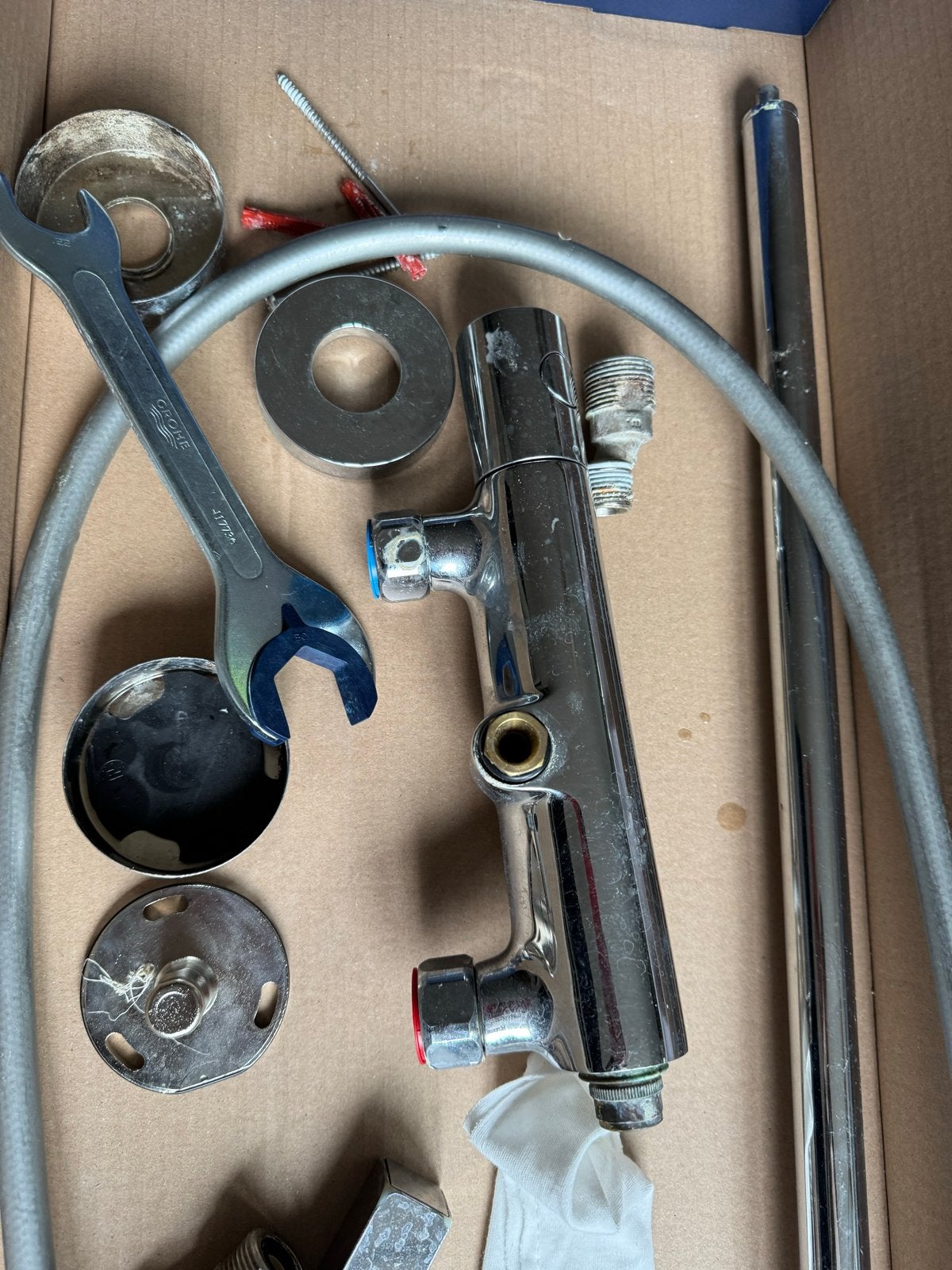 Grohe doucheset met ( zonder thermostaat )en regendouche, Ophalen of Verzenden, Gebruikt, Chroom, Douche