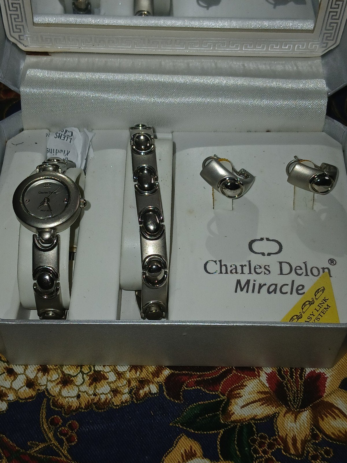 Charles Delon Miracle Horloge, Armband & Oorbellen Set, Overige merken, Staal, Staal, Polshorloge