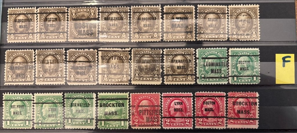 USA precancels, 24 verschillende Massachusetts (F)), Verzenden, Gestempeld, Noord-Amerika