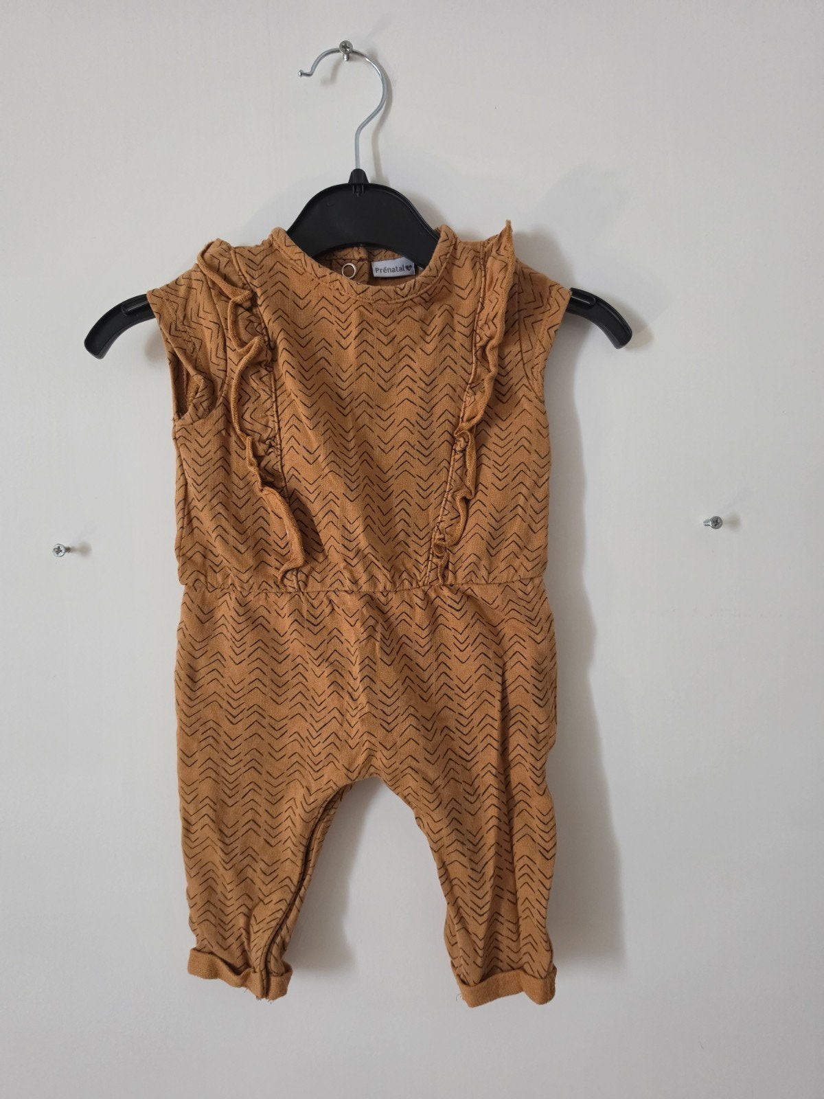Prenatal jumpsuit onesie bruin grafische print 62 heel goed, Jongetje of Meisje, Ophalen of Verzenden, Zo goed als nieuw, Prenatal