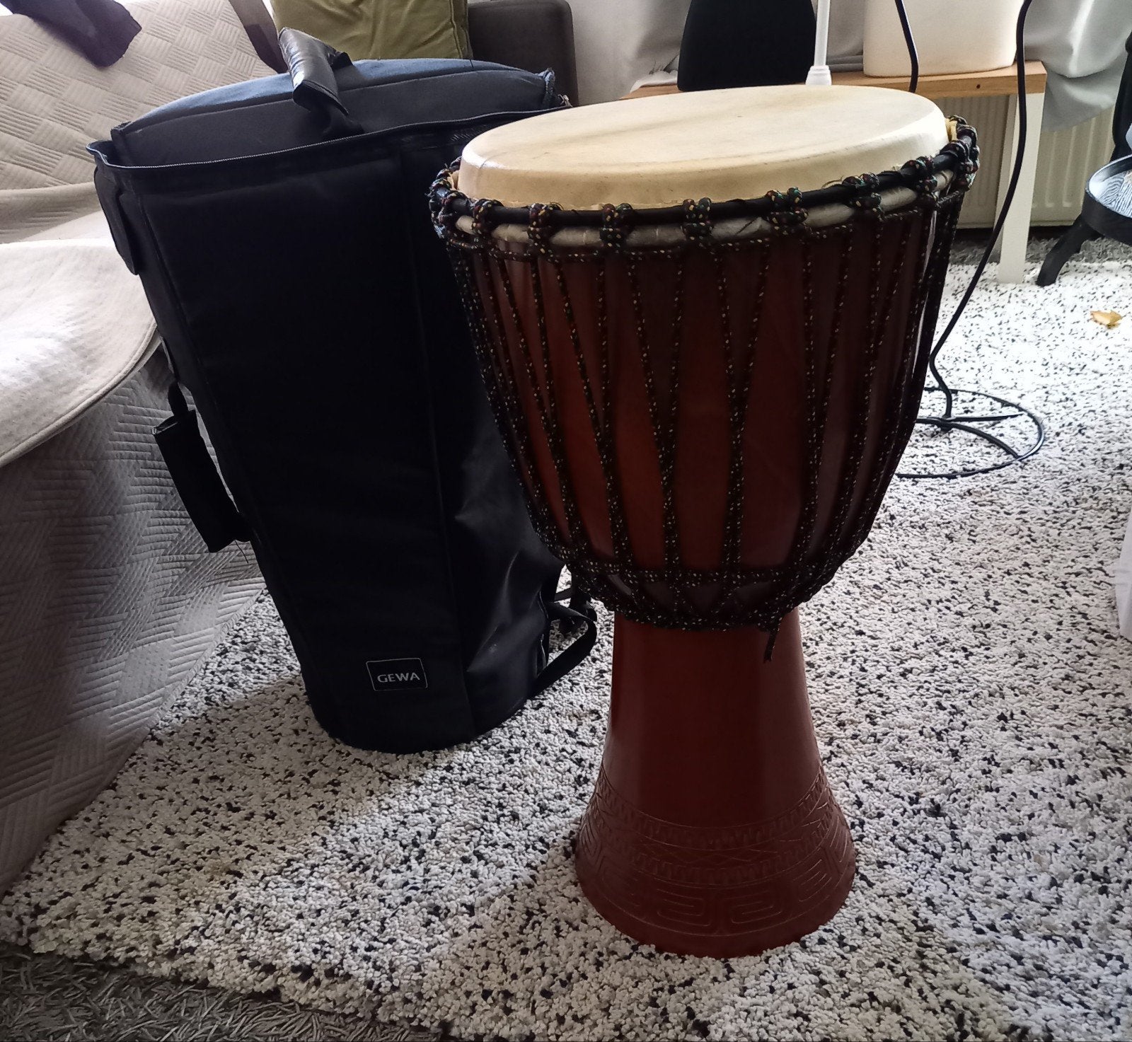 Mooie goed uitziende Djembe met draag tas, Ophalen, Zo goed als nieuw, Trommel