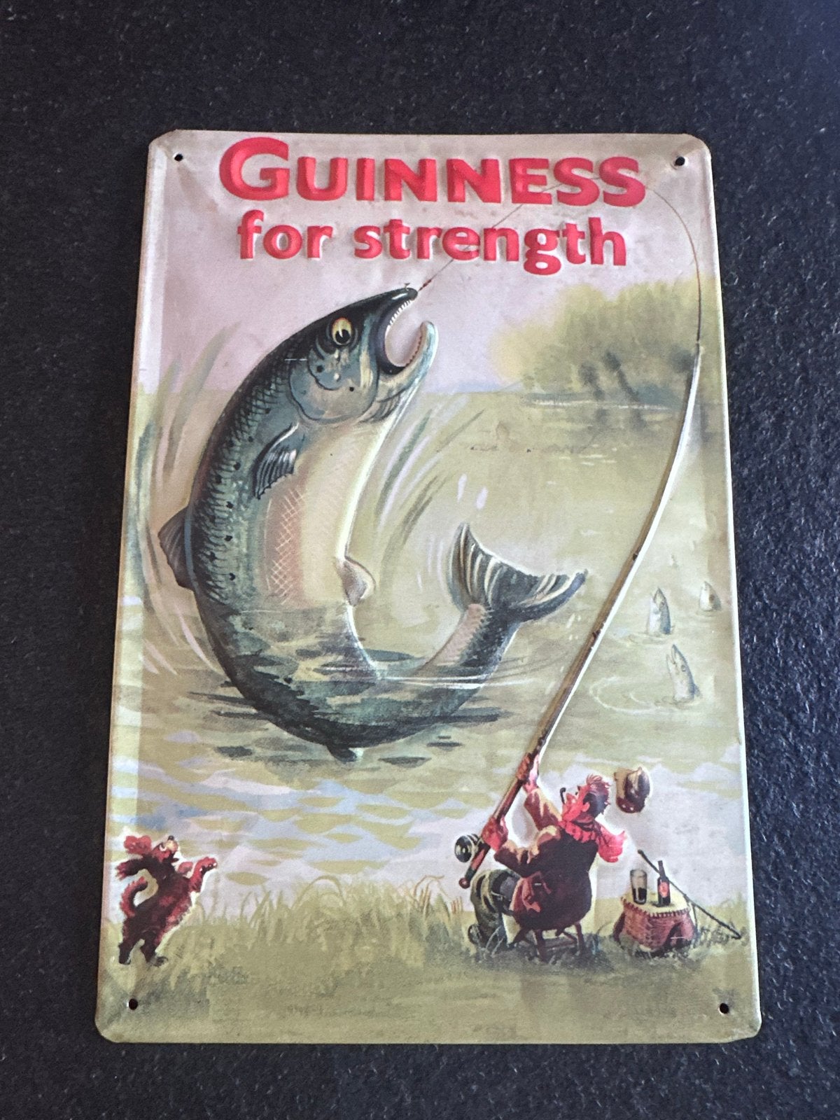 Vintage Guinness reclamebord 'Guinness for strength' 20x30, Ophalen of Verzenden, Gebruikt, Reclamebord