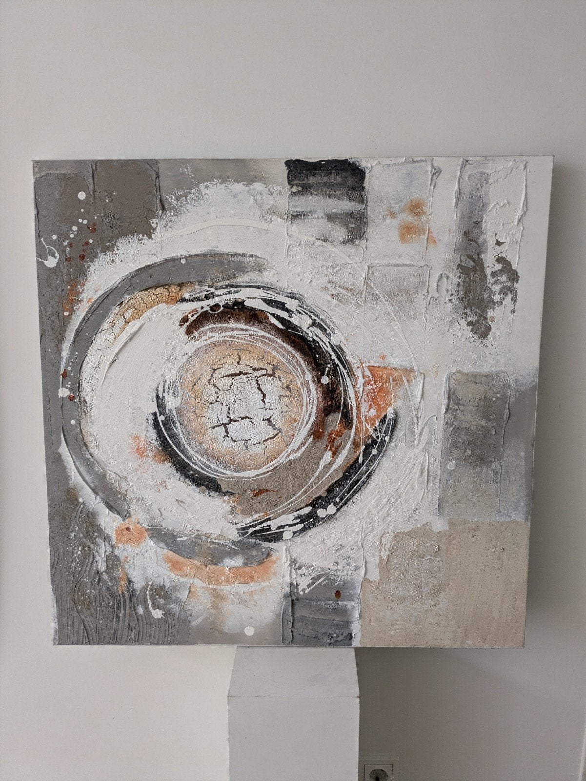Abstract Schilderij met Textuur en Spiraalmotief, Antiek en Kunst, Kunst | Schilderijen | Abstract, Ophalen