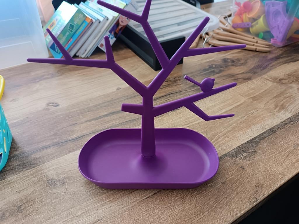 Paars sieradenrekje in de vorm van een boom, Sieraden, Tassen en Uiterlijk, Overige Accessoires, Ophalen of Verzenden, Gebruikt