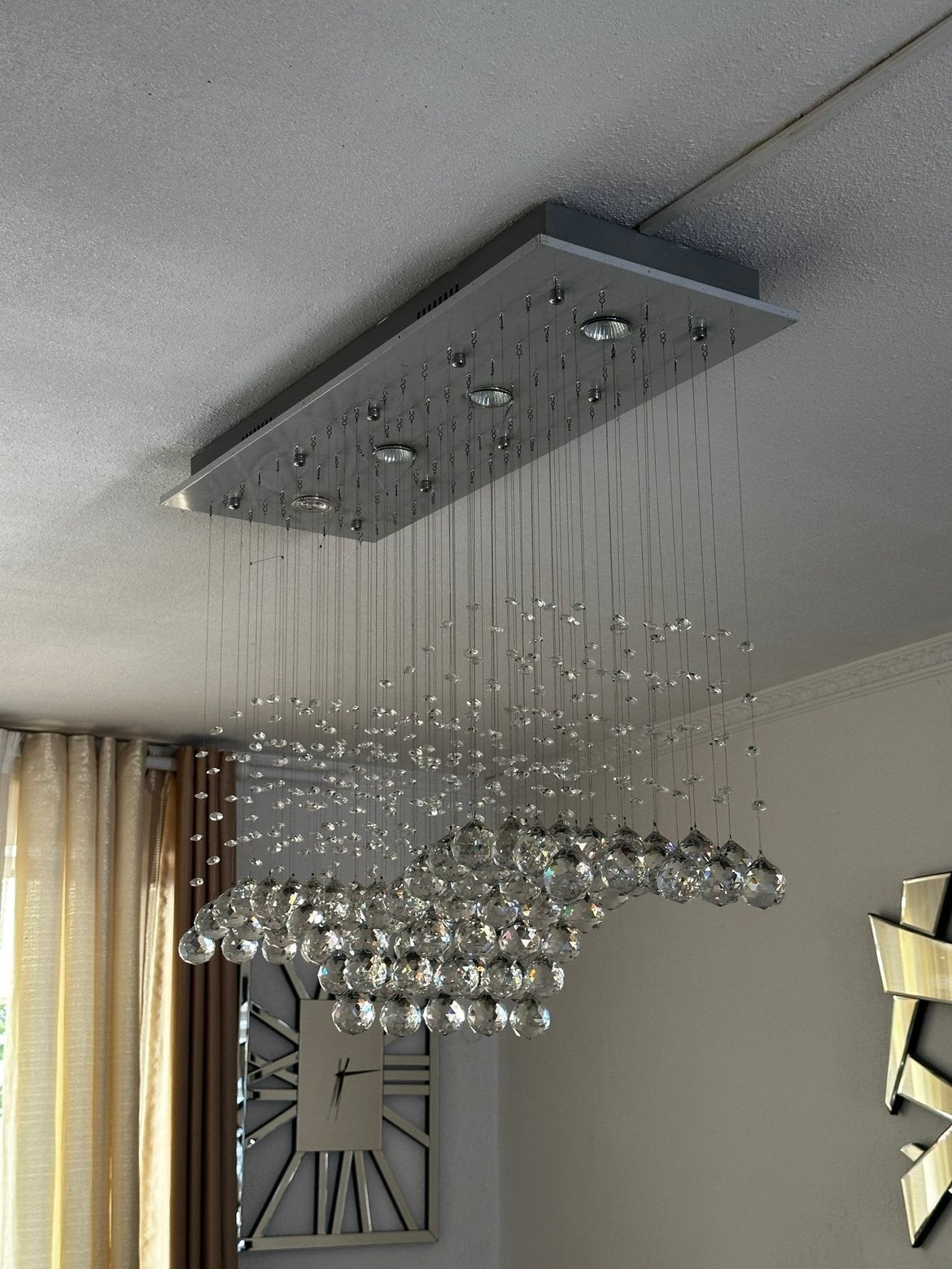 Luxe Plafond / Eettafel Lamp met Kristallen, Ophalen, Overige fittingen, Zo goed als nieuw, Modern, Luxe, Kristal
