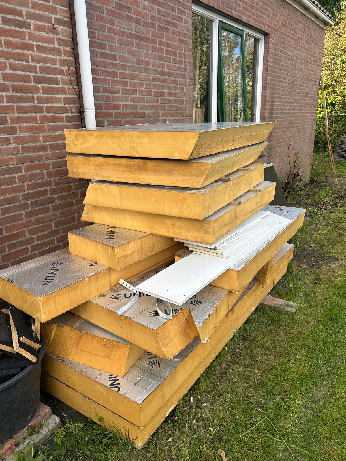 PIR isolatieplaten 140mm met tengels en reststukken, Gebruikt, Hardschuim (Pir), 12 cm of meer, Vloerisolatie