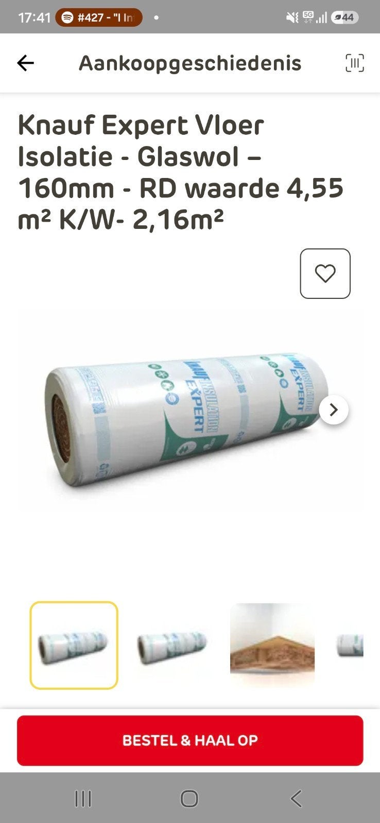 Knauf Expert Vloerisolatie Glaswol 160mm - ca. 1.5 m2, 12 cm of meer, Nieuw, Ophalen of Verzenden, Vloerisolatie