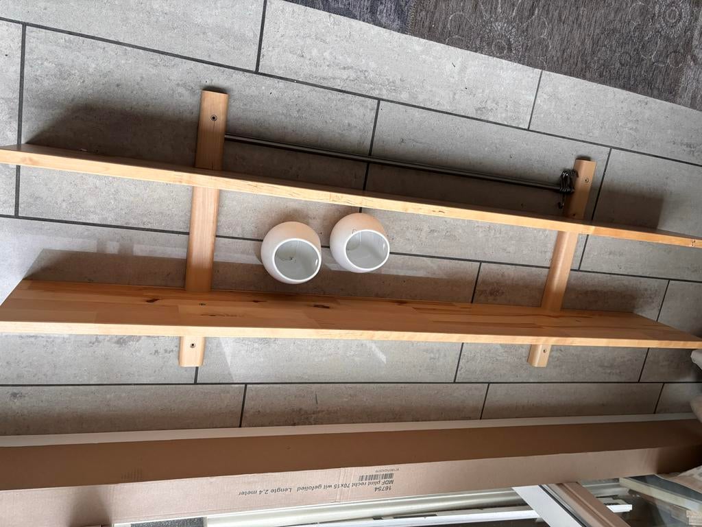 IKEA houten wandplank met bakjes, Ophalen, Gebruikt