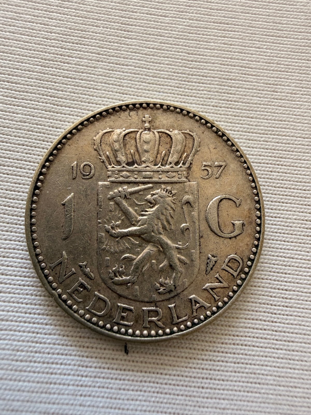 Zilveren 1 Gulden Koningin Juliana 1957, Postzegels en Munten, Munten | Nederland, Ophalen, 1 gulden, Koningin Juliana, Zilver