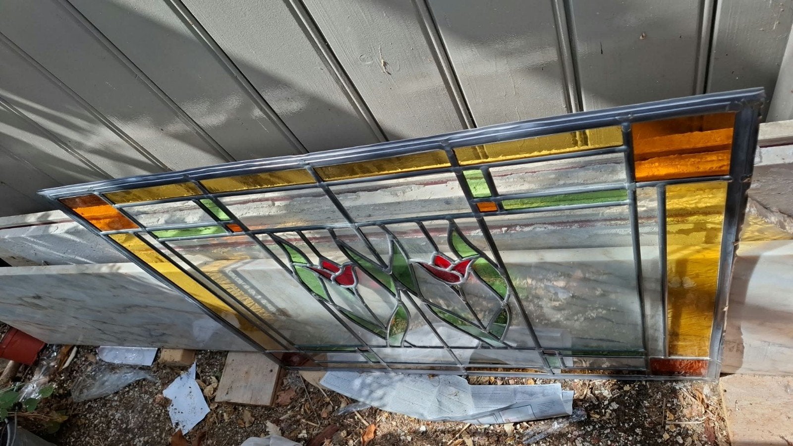 Glas in lood bovenlicht - 83x64cm, Gevelraam of Ruit, Gebruikt, 80 tot 120 cm, Ophalen of Verzenden