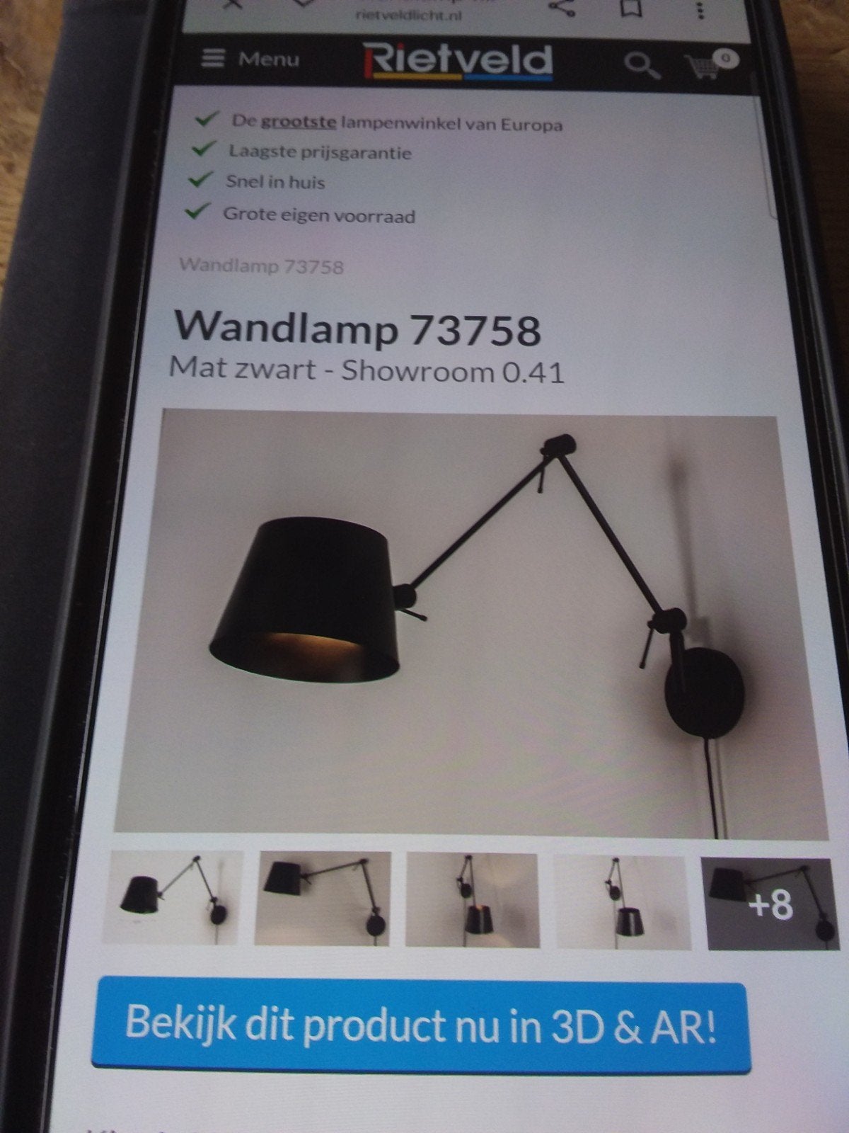 Zwarte Wandlamp, Huis en Inrichting, Lampen | Wandlampen, Ophalen, Zo goed als nieuw, Metaal, Modern