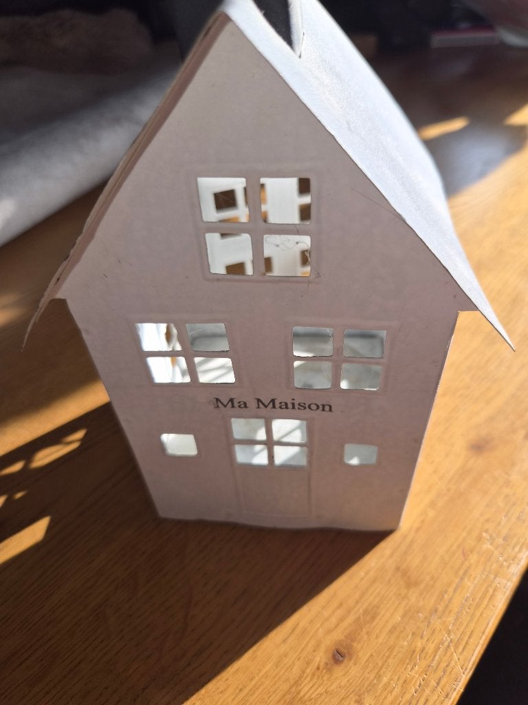 leuk Riviera maison huisje, Huis en Inrichting, Overige materialen, Gebruikt, Wit, Waxinelichthouder