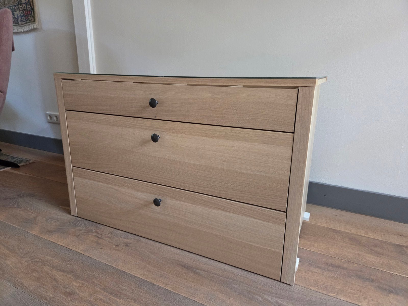 Ikea Pax ladekast met glazen blad, Ophalen, Gebruikt, 100 tot 150 cm, Glas