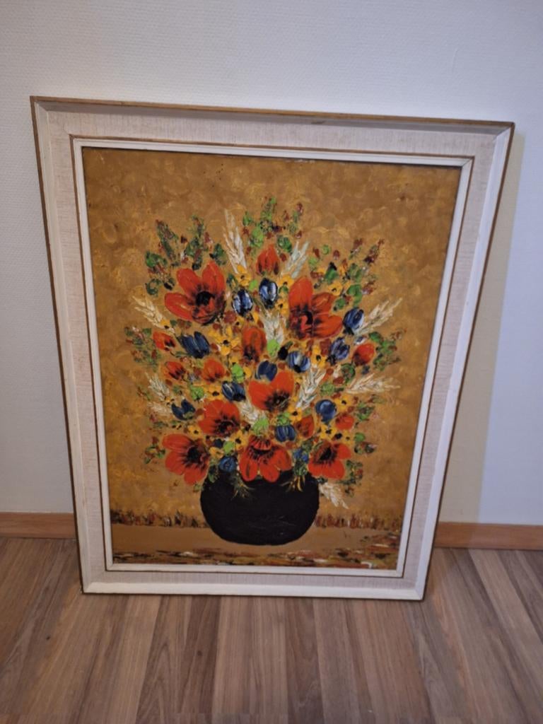 Levendig bloemenschilderij in lijst, Ophalen of Verzenden