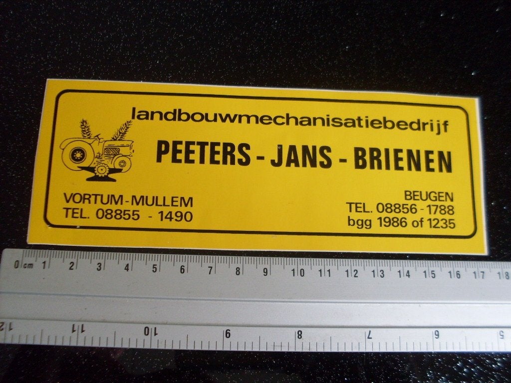 sticker Peeters-Jans-Brienen vortum-mullem beugen, Verzenden, Zo goed als nieuw, Bedrijf of Vereniging