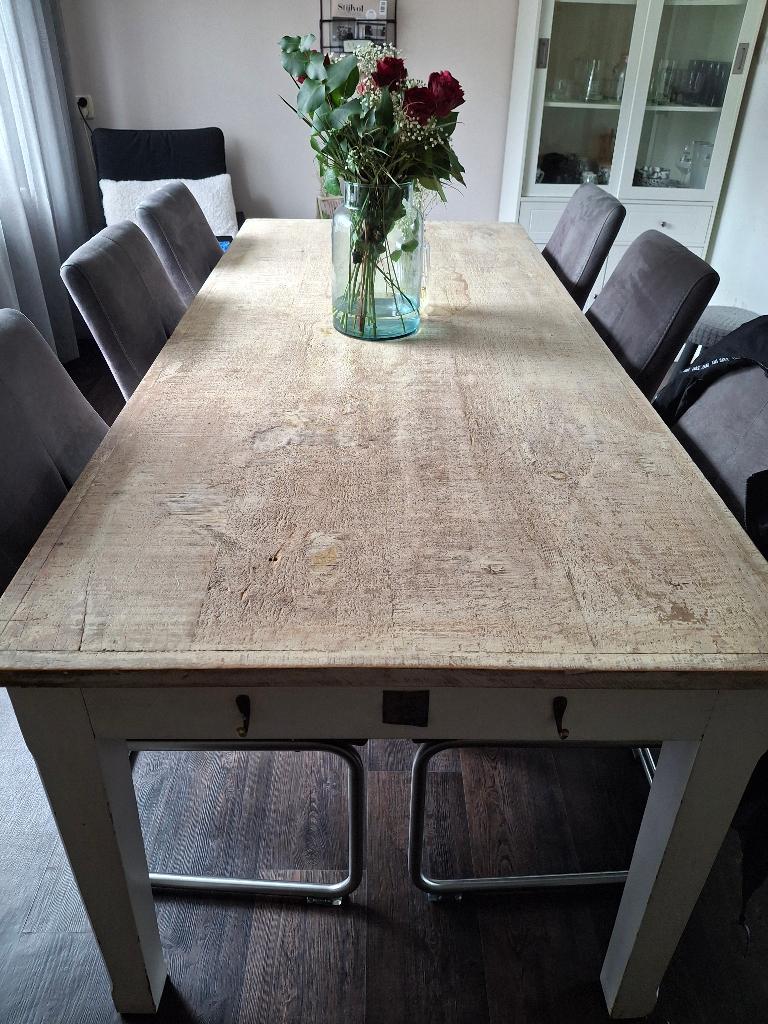 Eetkamertafel en 6 stoelen, Ophalen, Gebruikt, 4 tot 6 stoelen