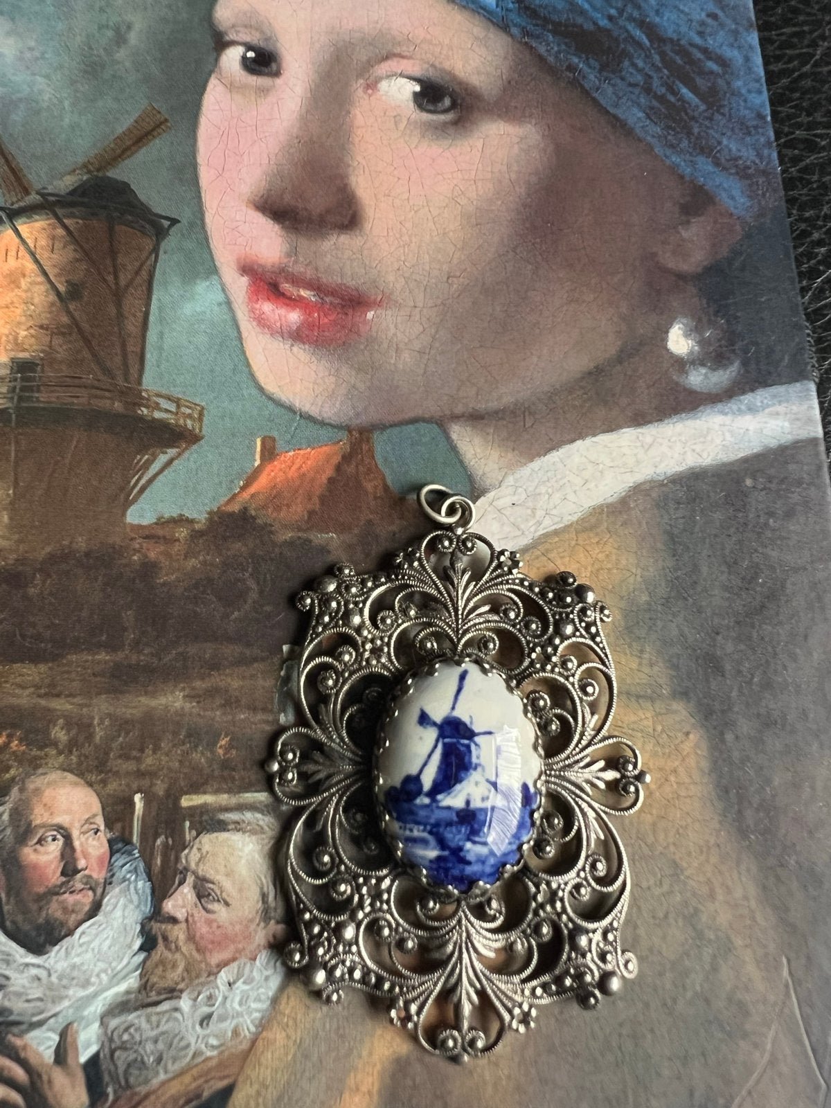 Vintage Delfts Blauw Windmolen Hanger Zilverkleurig, Ophalen of Verzenden