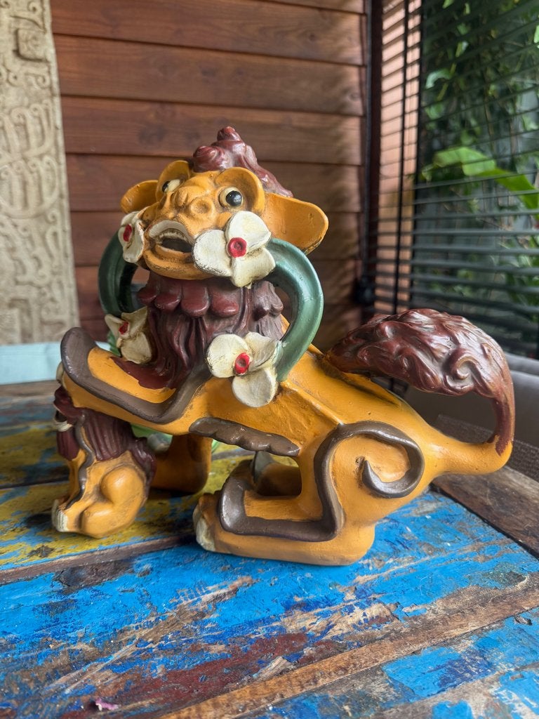 Foo dog Fu dog gips beeld chinees B-keus vintage, Ophalen of Verzenden, Gebruikt, Religie