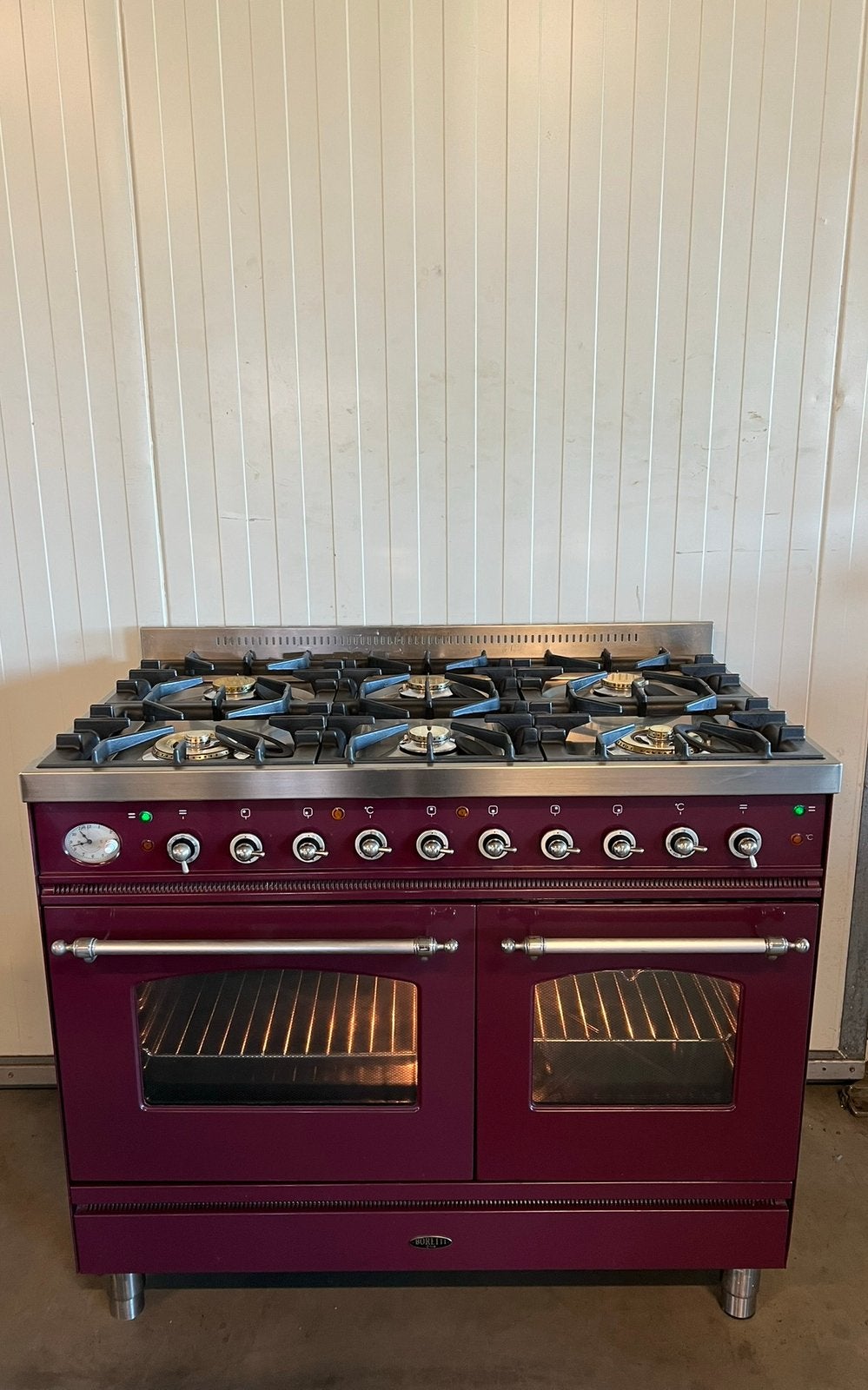 Luxe Boretti foruis 6 pits Bordeaux rood - 100 cm, 60 cm of meer, Ophalen of Verzenden, Zo goed als nieuw, Gas