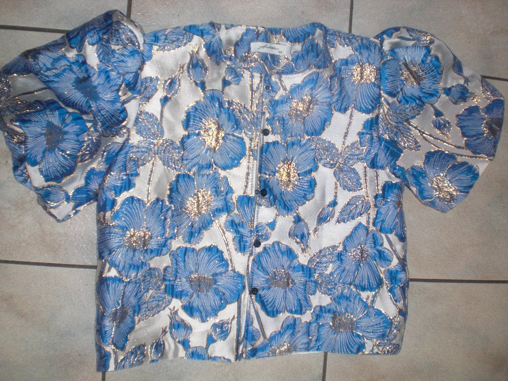 kort jasje met pofmouw, ambika  s/m, Maat 38/40 (M), Blauw, Ophalen of Verzenden, Zo goed als nieuw