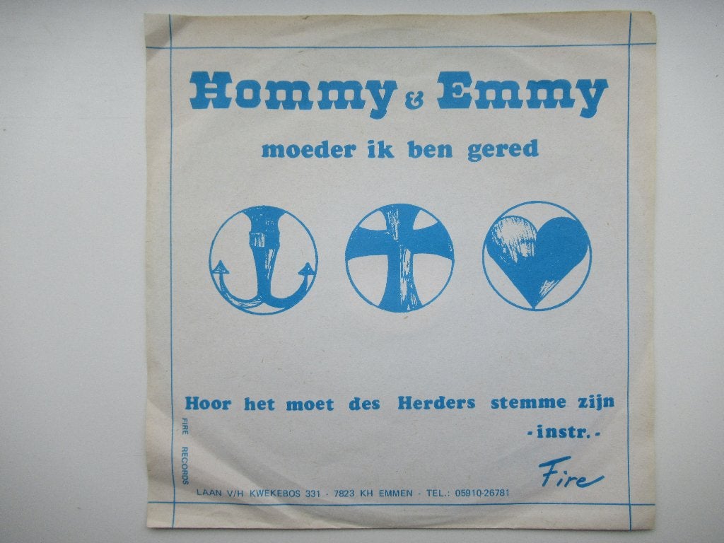 HOMMY & EMMY # MOEDER IK BEN GERED/ B , INSTRUMENTAAL, 7 inch, Ophalen of Verzenden, Levenslied of Smartlap, Fotohoes