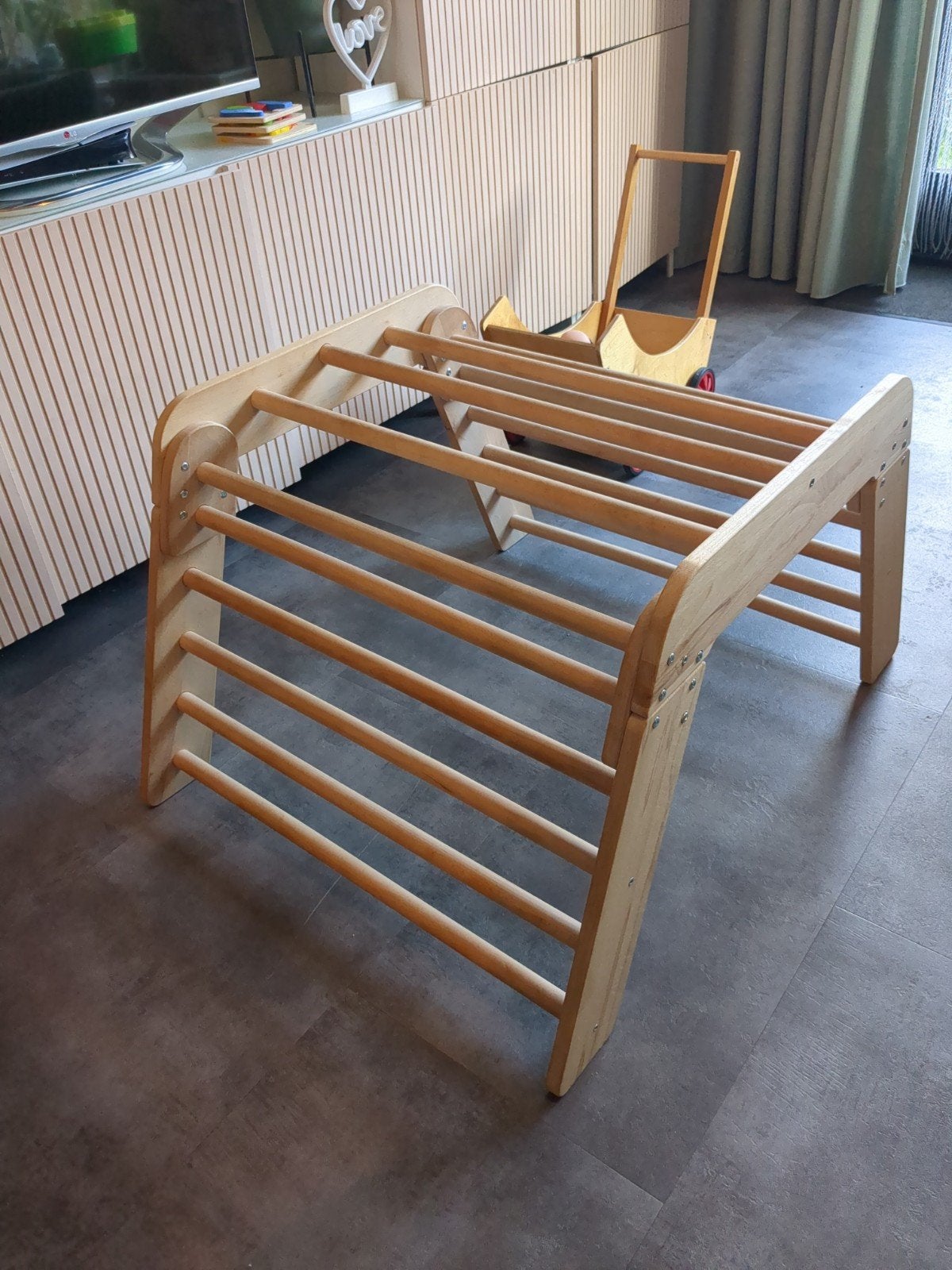 Houten Klimrek voor Kinderen - Montessori Speeltoestel, Ophalen, Zo goed als nieuw, Klimwand
