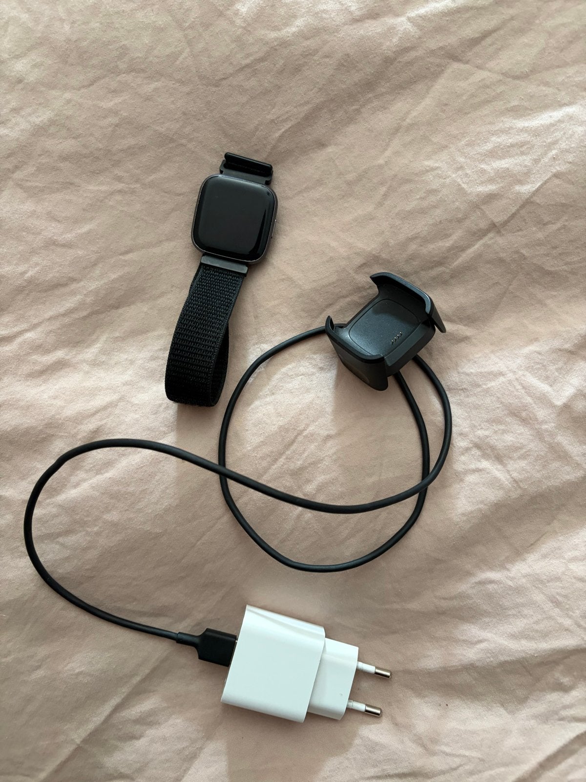 Fitbit Versa 2 Smartwatch met Oplader - Zwart, Ophalen, Gebruikt, Hartslag, Zwart