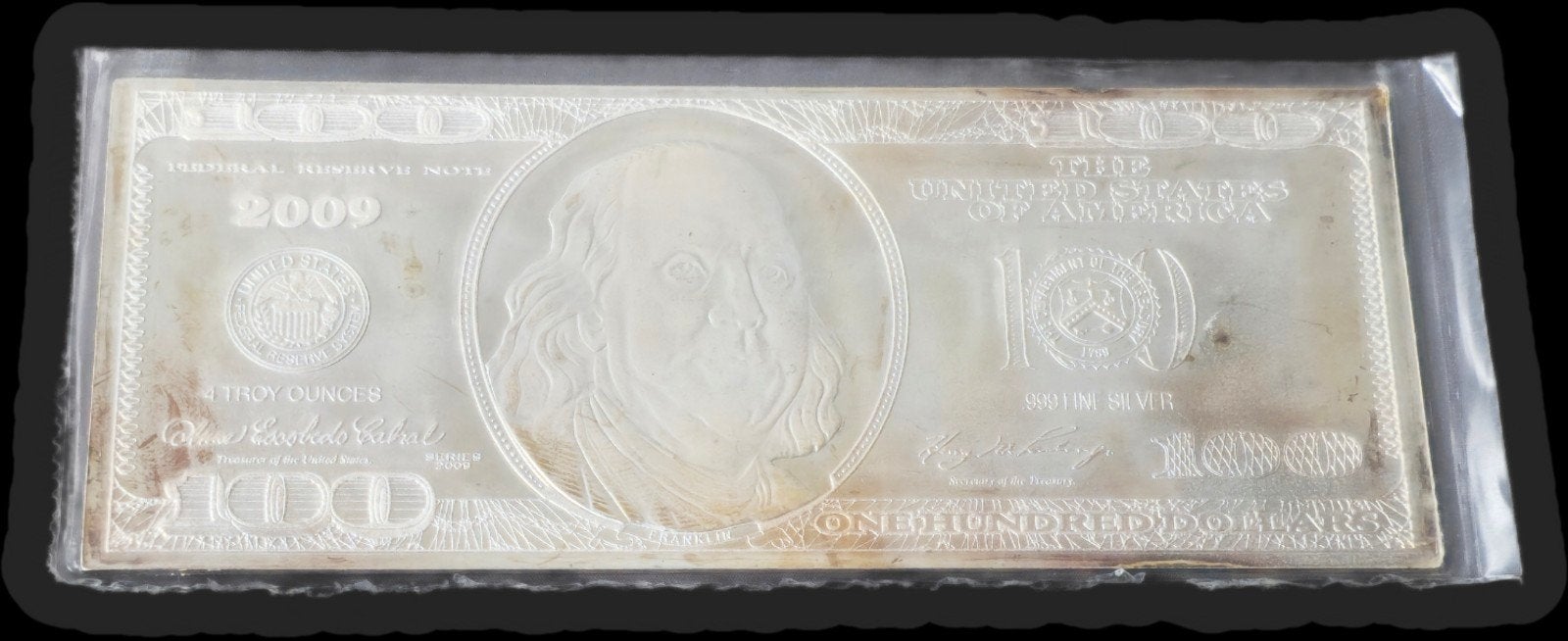 "Bankbiljet" Bar – 4 Troy Ounce .999 Puur Zilver, Ophalen of Verzenden, Zilver