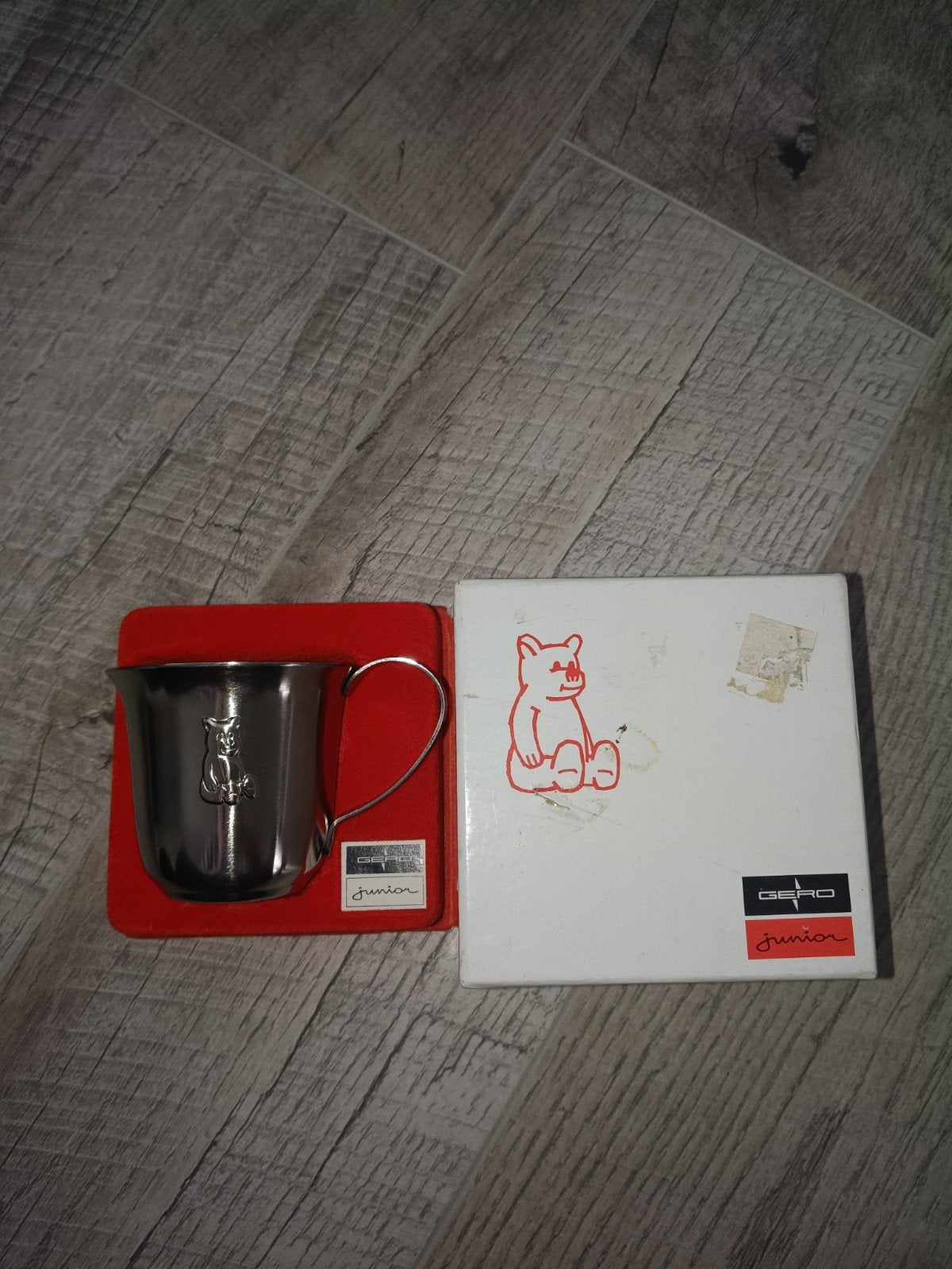 Vintage Gero Junior Beker met Beer - Zilverkleurig, Ophalen
