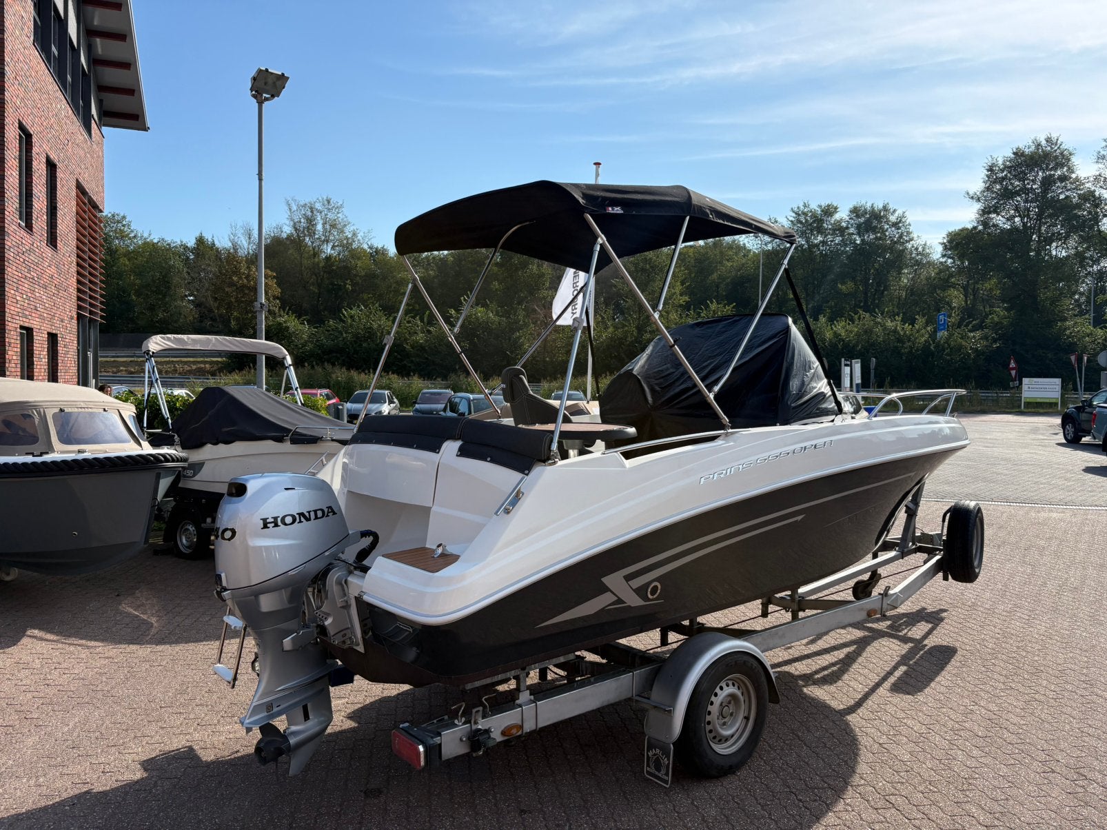 Prins 555 Open met Honda BF50 2024, Ophalen, Met afstandsbediening, Zo goed als nieuw, 30 tot 50 pk