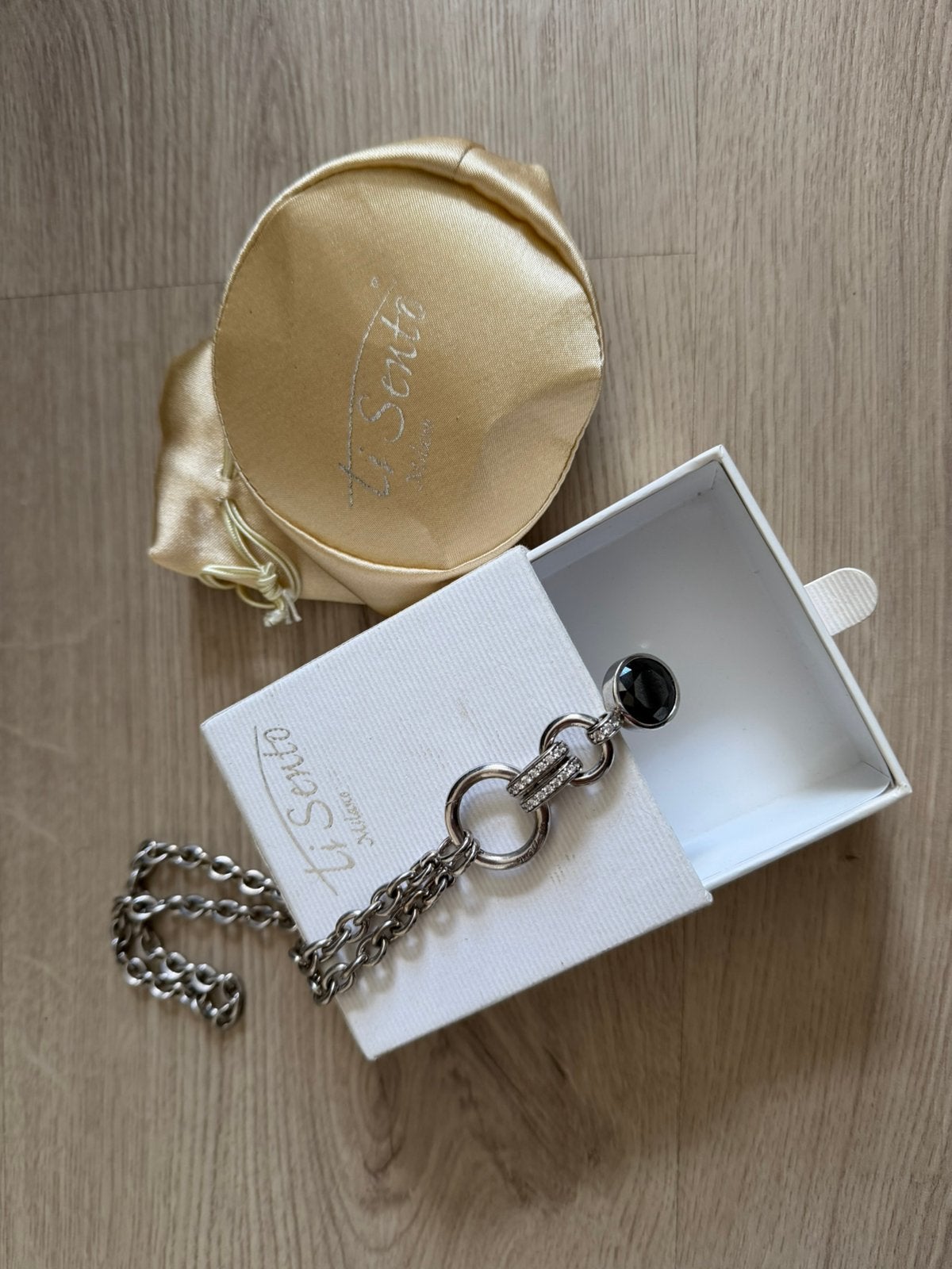 Ti sento milano zilveren ketting met hangee, Ophalen of Verzenden, Zo goed als nieuw, Zilver, Trollbeads