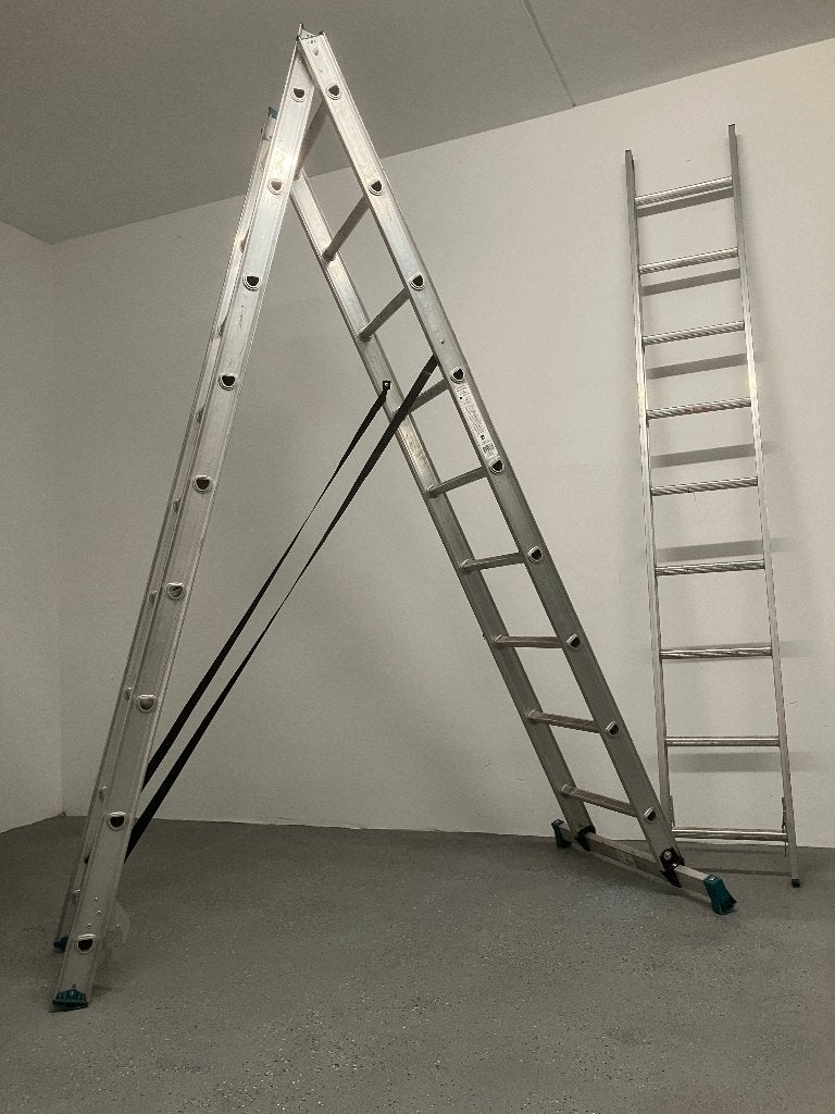 Aluminium Reformladder 3x9 treden, Ophalen, Gebruikt, Ladder, Opvouwbaar of Inschuifbaar