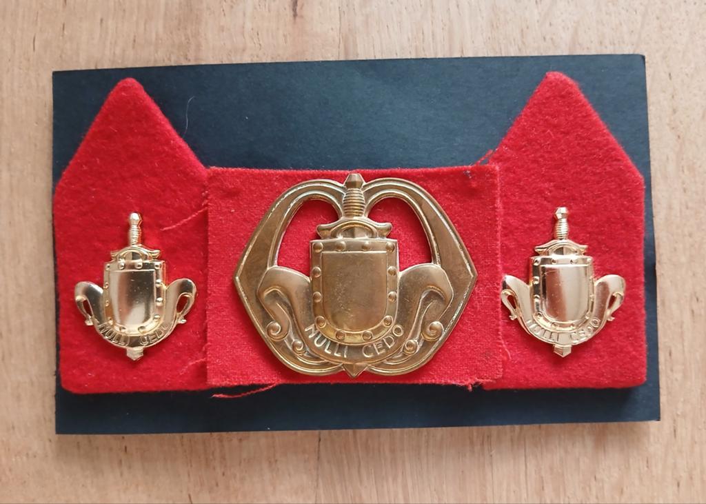 Kraagspiegels en baretembleem  : Infanterie, Ophalen of Verzenden, Marechaussee, Nederland, Embleem of Badge