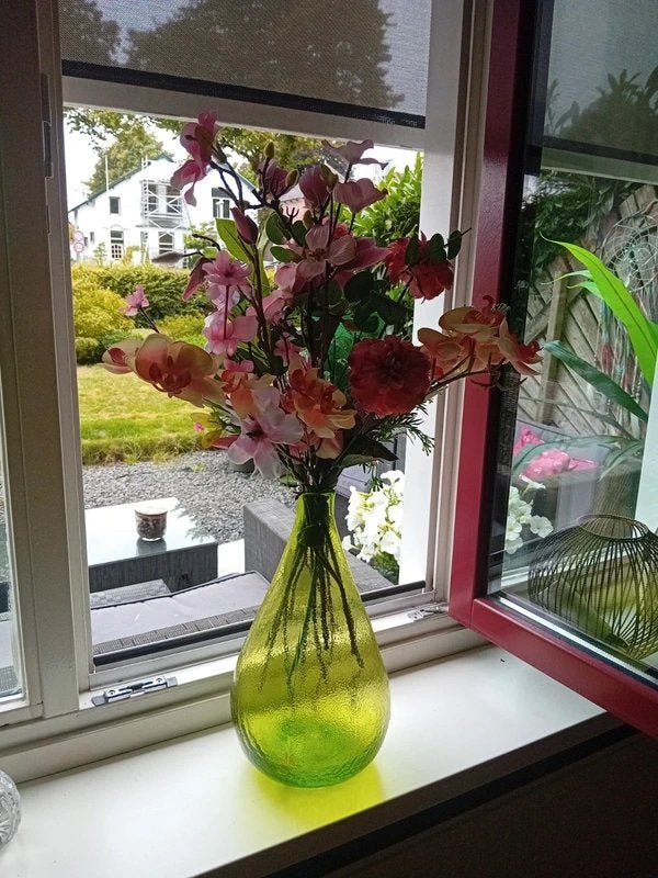 Prachtig boeket van zijde bloemen volle bos roze lila rood, Binnen, 70 cm, Verzenden, Zijde