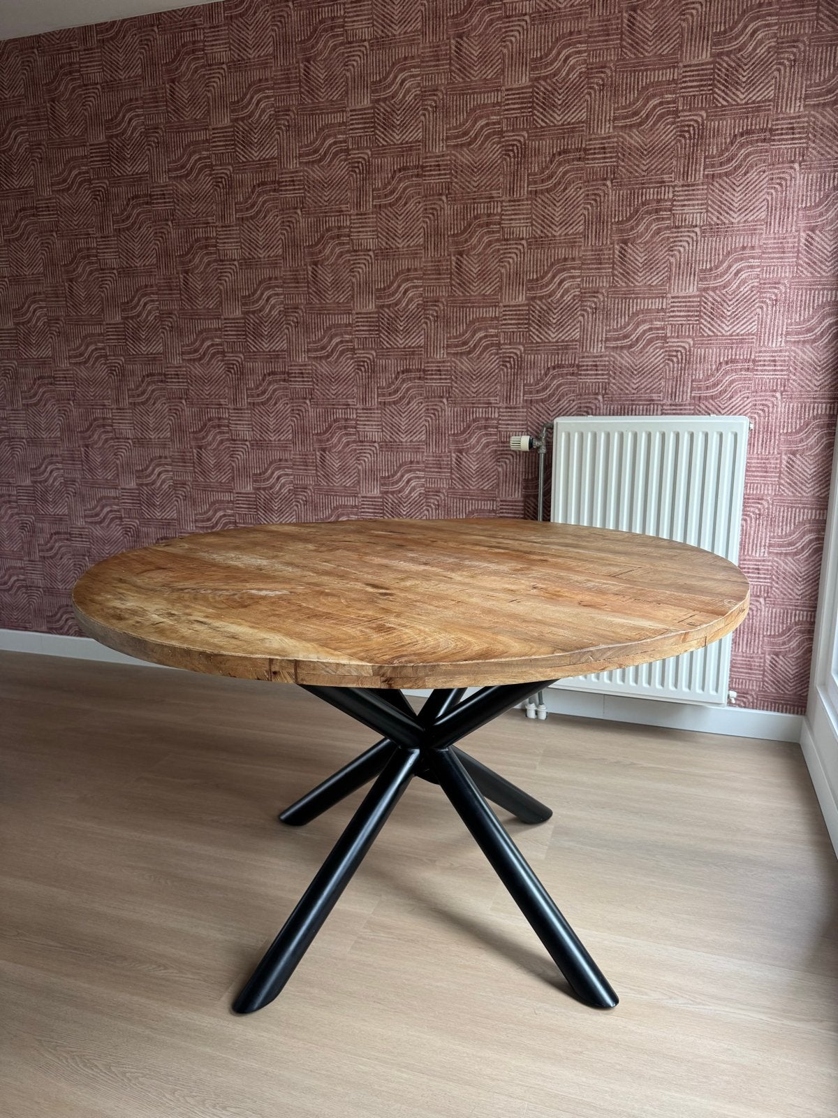 Houten ronde tafel (130cm), Ophalen, Gebruikt, 100 tot 150 cm, Rond