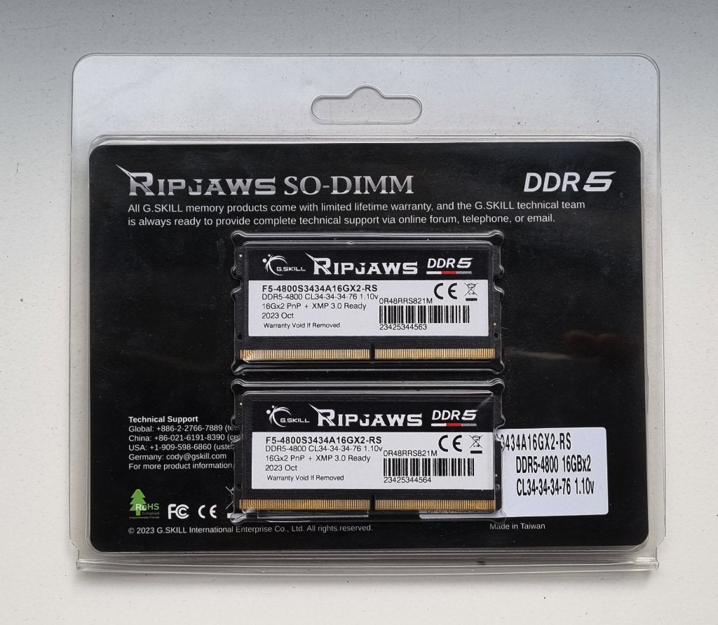 G.Skill Ripjaws S5 32GB (2x16GB) DDR5 4800 CL34 werkgeheugen, Computers en Software, RAM geheugen, 32 GB, Nieuw, Ophalen of Verzenden