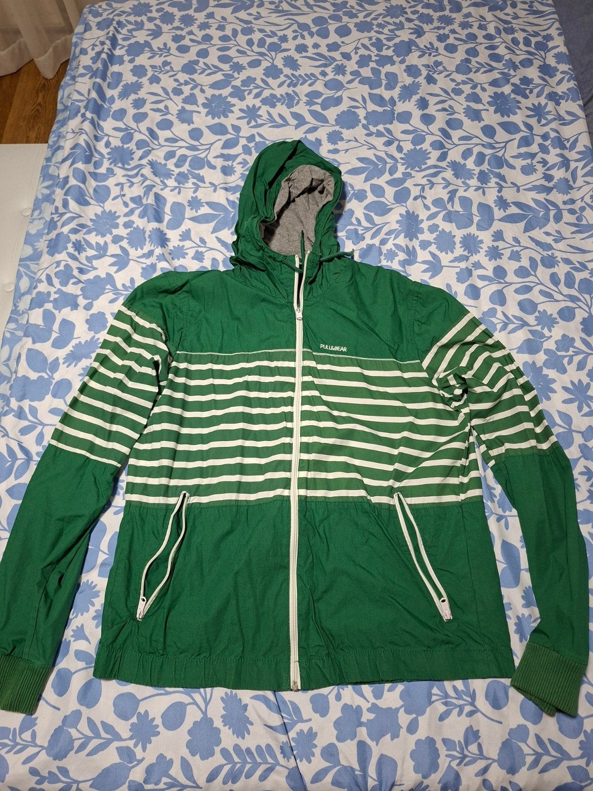 Pull&Bear Groen Gestreepte Jas - Maat XL, Ophalen