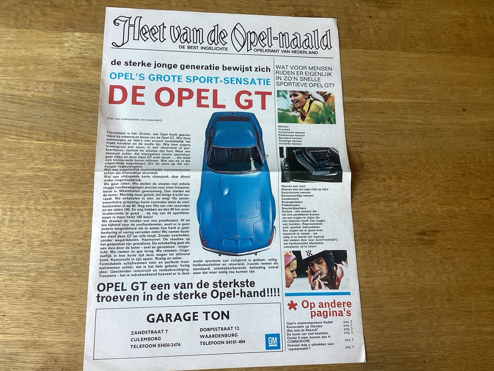 Opel GT, Kadett, Commodore reclamefolder (1970s), Ophalen of Verzenden, Gelezen, Opel