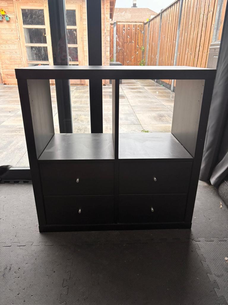 IKEA KALLAX kast zwartbruin, Ophalen, Gebruikt, 50 tot 100 cm, Minder dan 100 cm