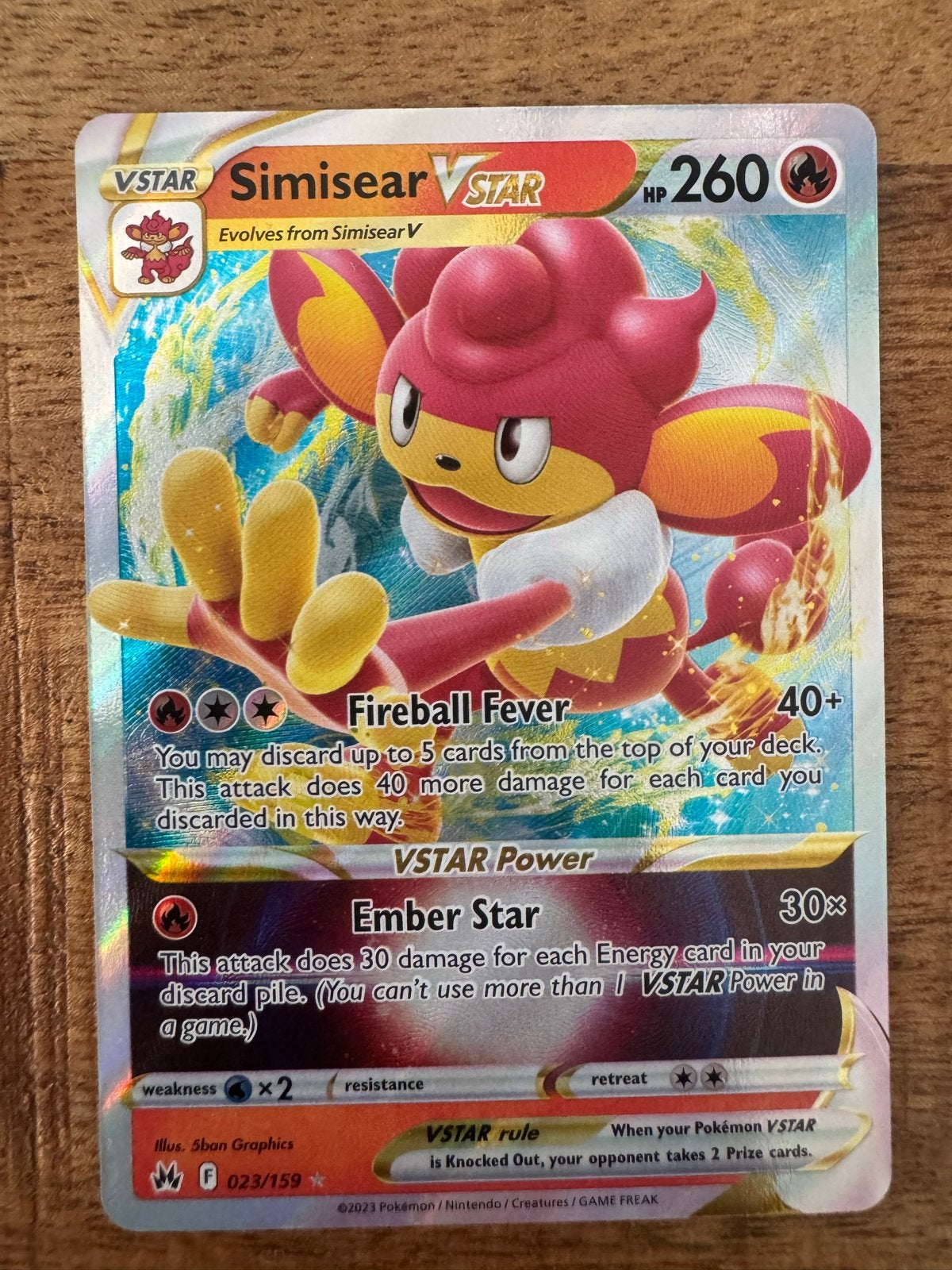 Simisear VSTAR Pokémon Kaart (023/159) - Zo goed als nieuw, Ophalen of Verzenden, Zo goed als nieuw, Losse kaart