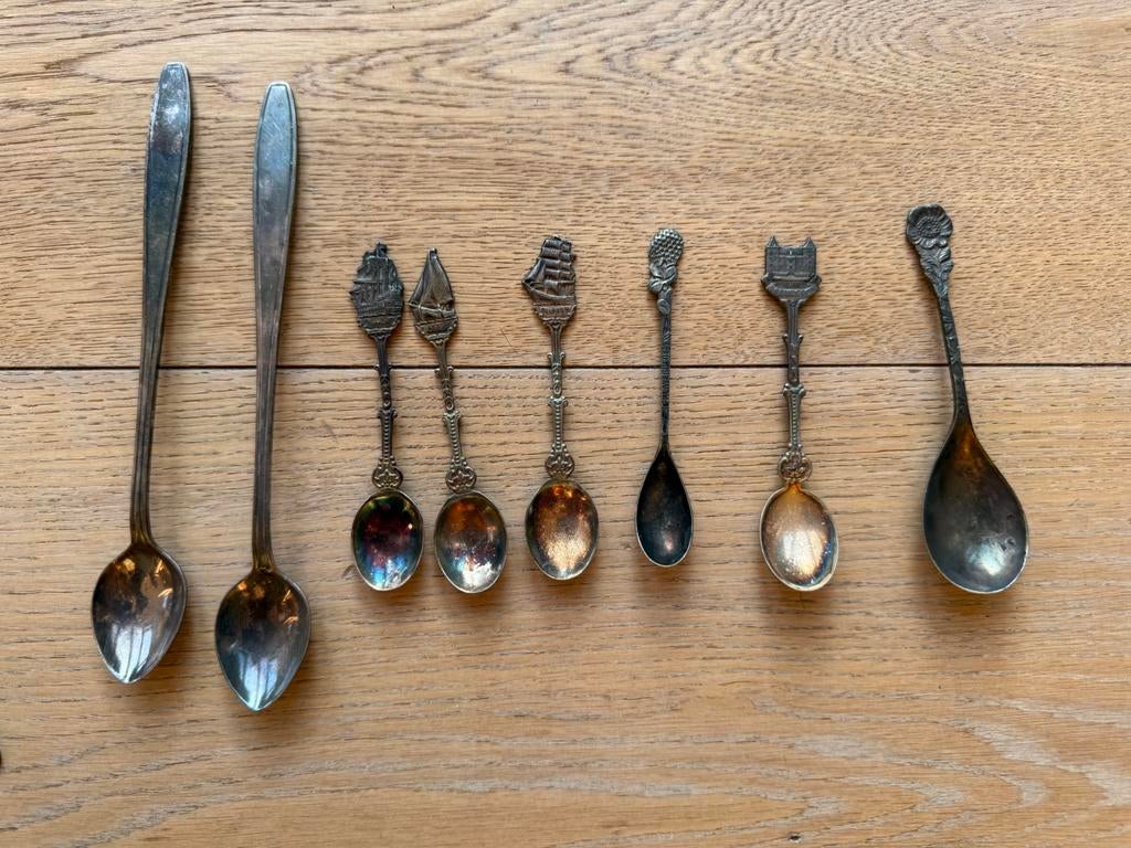 Verzilverde Douwe Egberts lepels-8 stuks, Ophalen of Verzenden