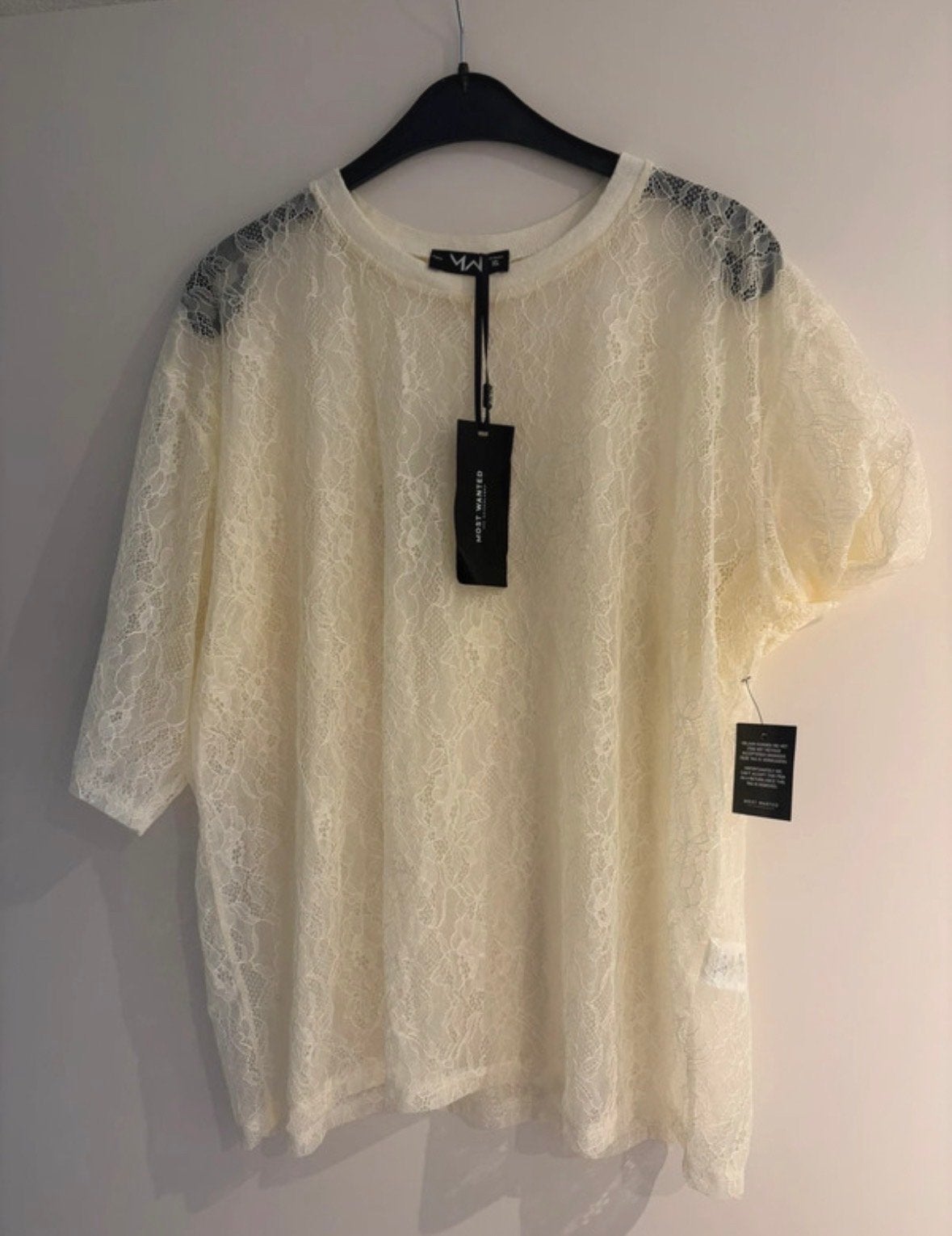 Most Wanted Lace Tee Top Cream - Nieuw met kaartjes, Beige, Maat 46/48 (XL) of groter, Nieuw, Ophalen of Verzenden
