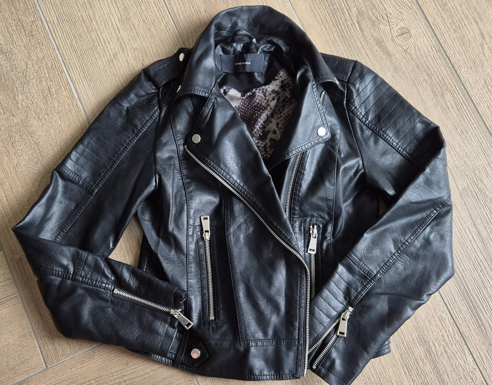 Leren jasje Vero moda maat M, Maat 38/40 (M), Vero Moda, Zwart, Ophalen of Verzenden