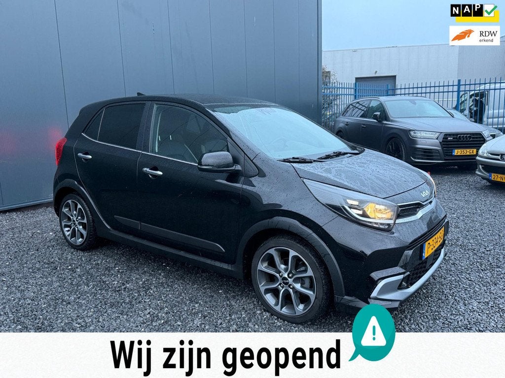 Kia Picanto 1.0 T-GDi X-Line 5p LEDER!NAVI!MF STUUR!BOMVOL!, Auto's, Kia, Voorwielaandrijving, Gebruikt, 100 pk, Zwart