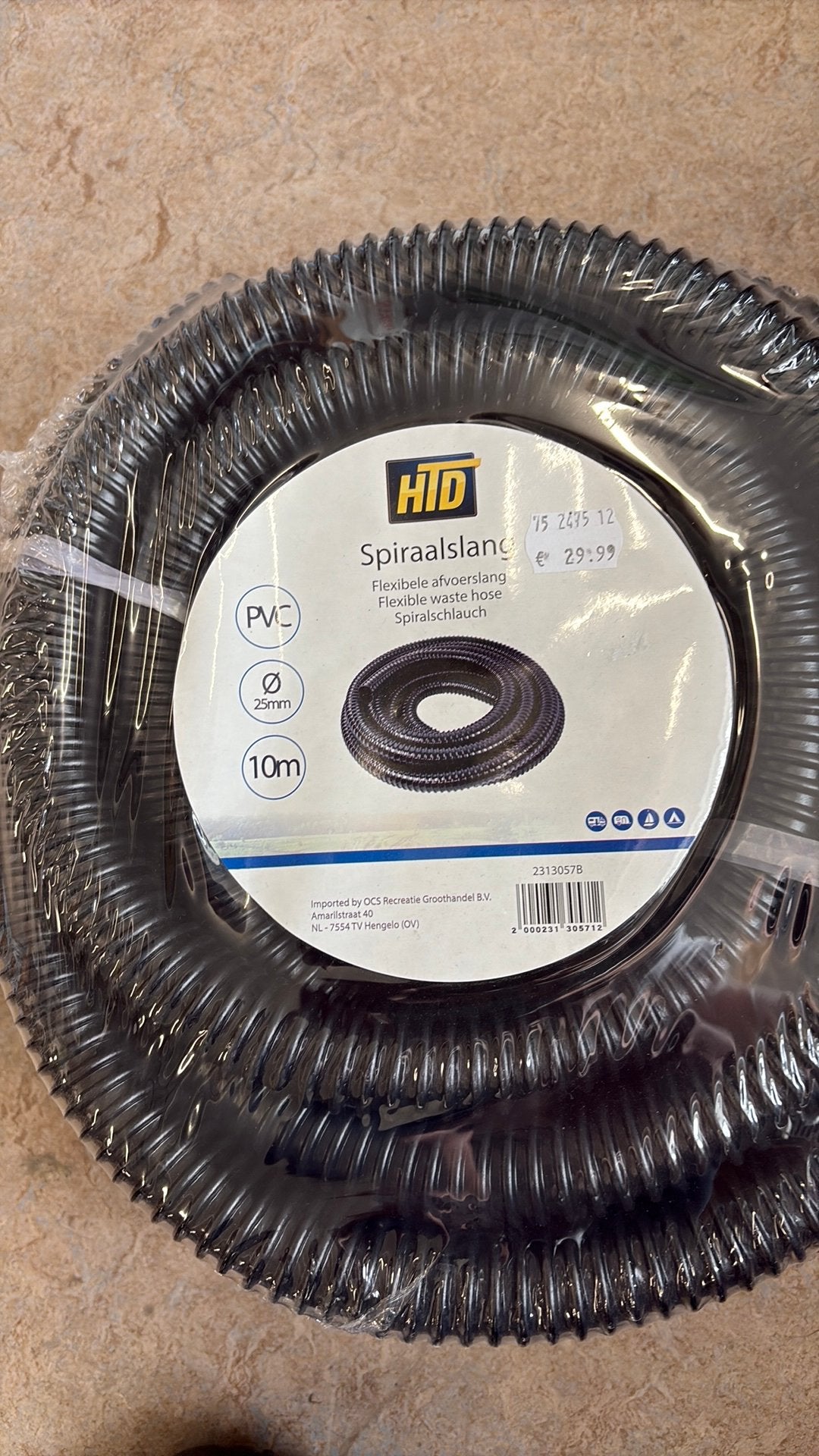 Spiraal afvoerslang 25 mm 10 mtr, Caravans en Kamperen, Ophalen of Verzenden, Nieuw