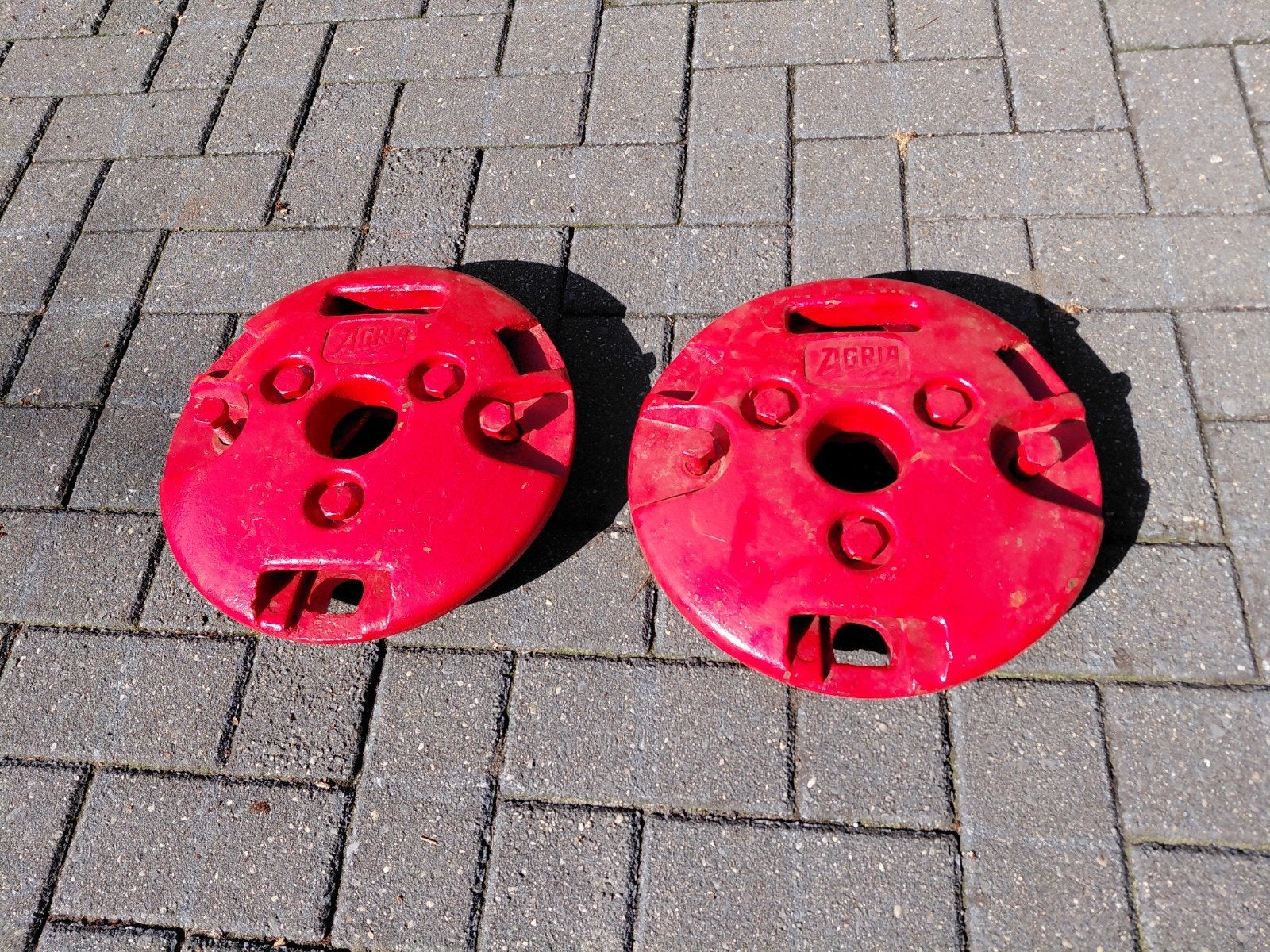 2 originele Agria wielgewichten - 25 kg per stuk, Tuin en Terras, Hand-tuingereedschap, Ophalen