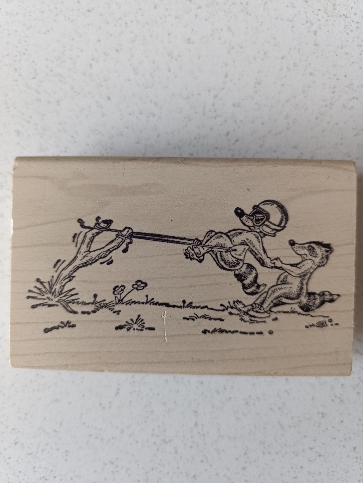 Bengel stempel katapult - Leuk voor kaarten en scrapbooking, Ophalen of Verzenden, Gebruikt, Houten stempel