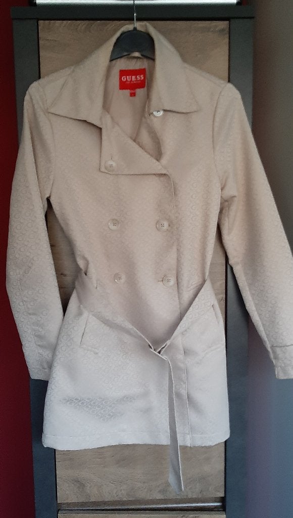 Dames jas - maat S - lang - beige, Beige, GUESS Los Angeles, Ophalen of Verzenden, Zo goed als nieuw