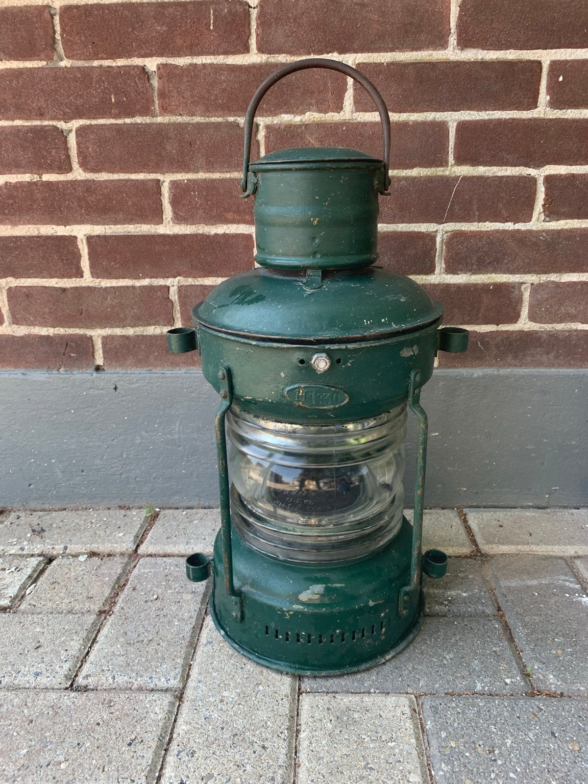 Vintage scheepslamp, groen, maritieme decoratie, Ophalen