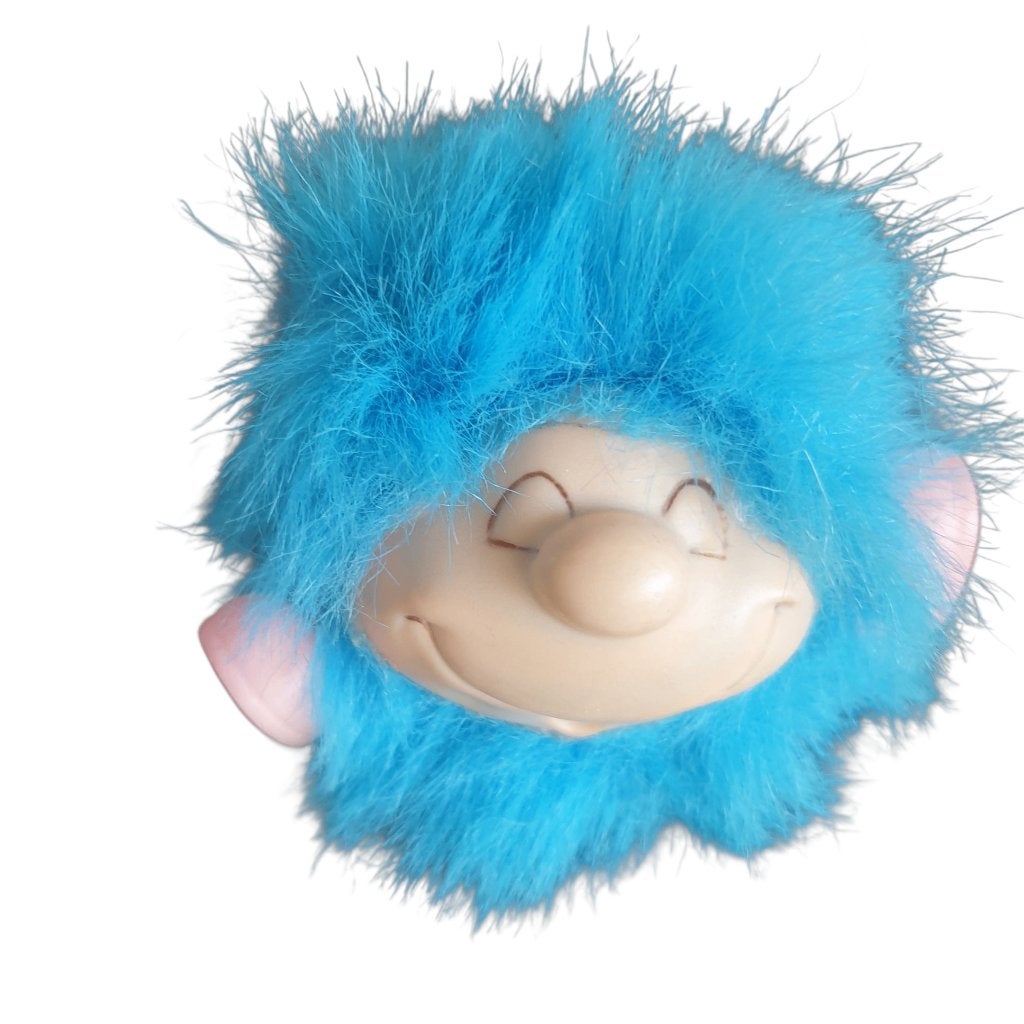 Vintage speelgoed beestje aan koord pluizig blauw 0106, Gebruikt, Onbekend, Ophalen of Verzenden, Onbekend